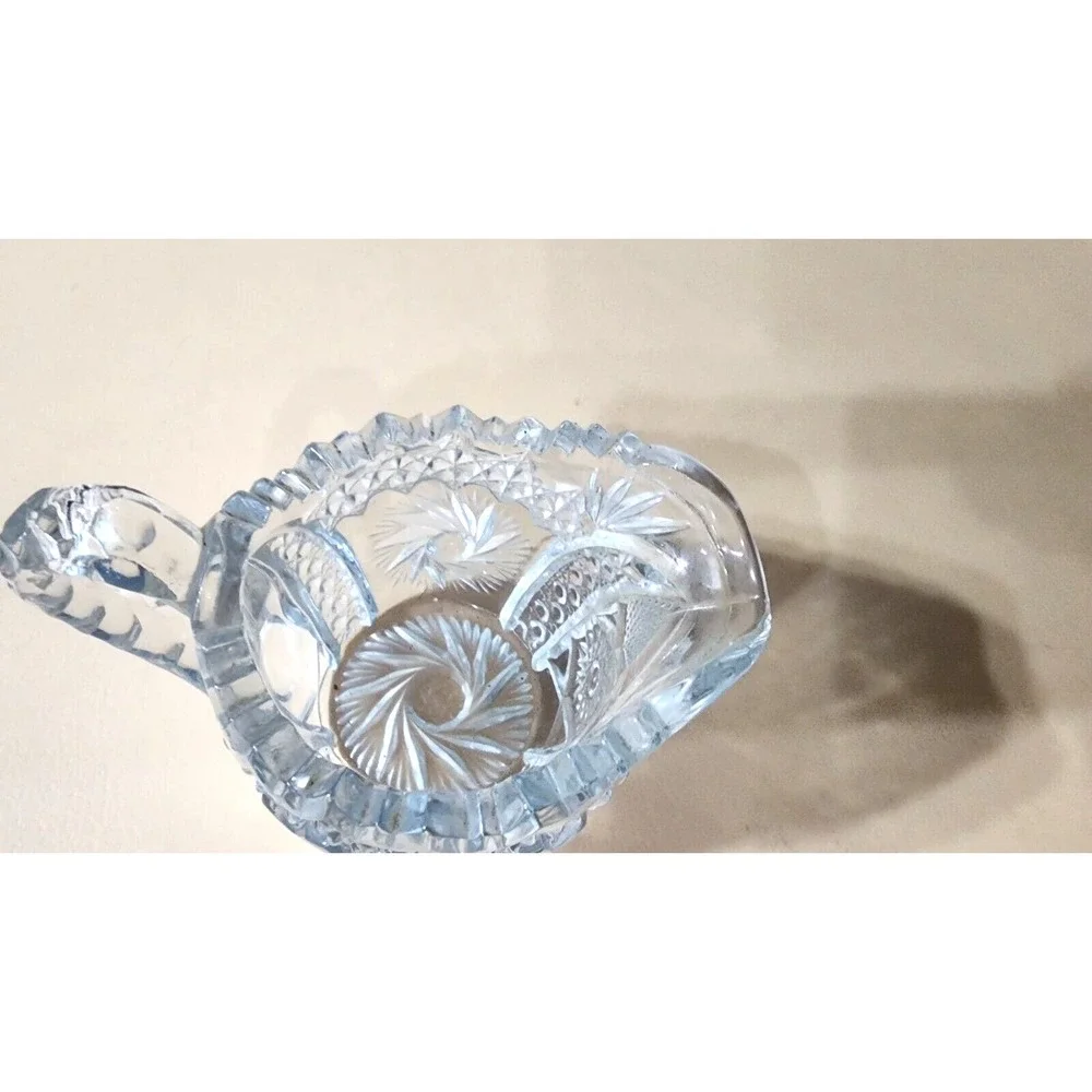American Brilliant Period Crystal Cut Glass Pinwheel Creamer And Sugar Bowl‎ Set